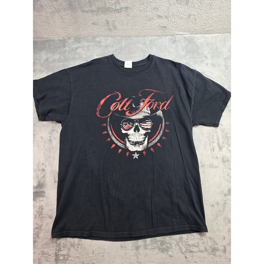 Colt Ford Mens XL Black Graphic T-Shirt Loud Proud Country Skull Gildan Cotton